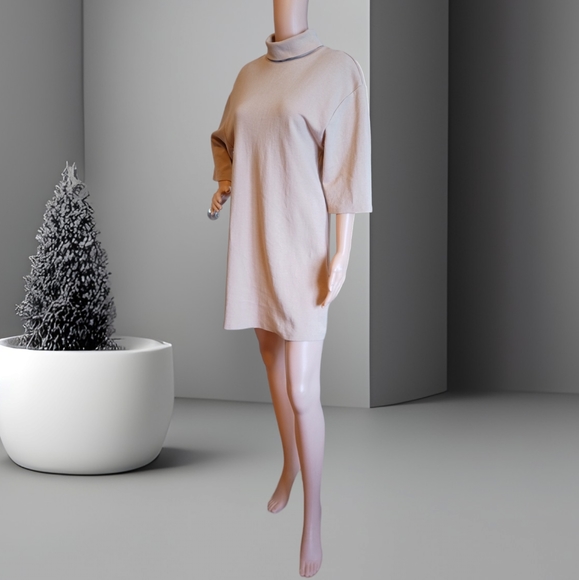 Zara Women's Oversized Turtleneck Cream Sweater Dress - Picture 4 of 16